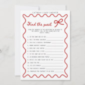 Red Bow Baby shower - Bewerkbare naam, 5x7 Invitat Kaart (Voorkant)