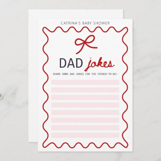 Red Bow Baby shower - bewerkbare naam, 5x7 Kaart (Voorkant / Achterkant)