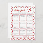 Red Bow Baby shower - bewerkbare naam, 5x7 Kaart (Voorkant / Achterkant)