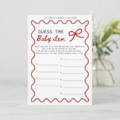 Red Bow Baby shower - bewerkbare naam, 5x7 Kaart (Staand voorkant)