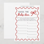 Red Bow Baby shower - bewerkbare naam, 5x7 Kaart (Voorkant / Achterkant)