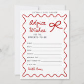 Red Bow Baby shower - bewerkbare naam, 5x7 Kaart (Voorkant)
