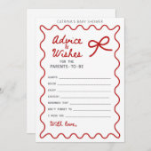 Red Bow Baby shower - bewerkbare naam, 5x7 Kaart (Voorkant / Achterkant)