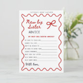 Red Bow Baby shower - bewerkbare naam, 5x7 Kaart (Staand voorkant)