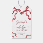 Red Bow-Baby shower Cadeaulabel (Voorkant)