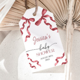 Red Bow-Baby shower Cadeaulabel