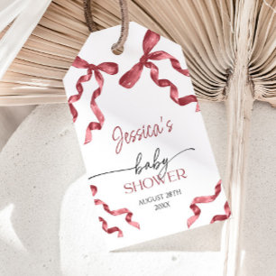 Red Bow-Baby shower Cadeaulabel