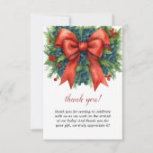 Red Bow Baby Shower Christmas Brunch Bedankkaart (Voorkant)