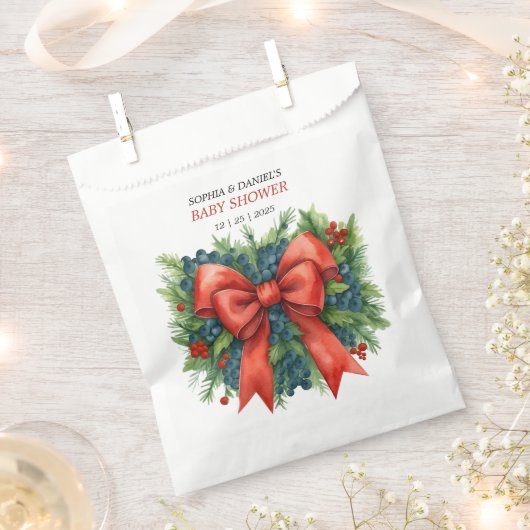 Red Bow Baby Shower Christmas Brunch Bedankzakje (Geknipt)
