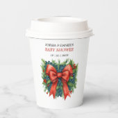 Red Bow Baby Shower Christmas Brunch Papieren Bekers (Achterkant)