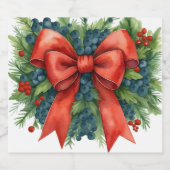 Red Bow Baby Shower Christmas Brunch Sparkling Wijnetiket (Enkel label)