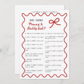 Red Bow Baby Shower - Editable Name, 5x7 Invitatio Kaart (Voorkant / Achterkant)