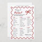 Red Bow Baby Shower - Editable Name, 5x7 Invitatio Kaart (Voorkant / Achterkant)