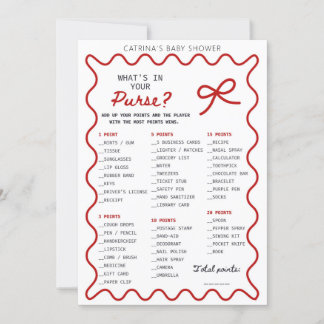Red Bow Baby Shower - Editable Name, 5x7 Invitatio Kaart