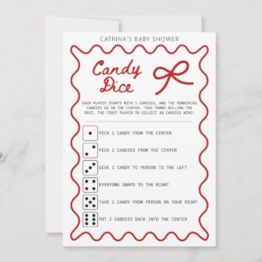 Red Bow Baby Shower - Editable Name, 5x7 Invitatio Kaart (Voorkant)
