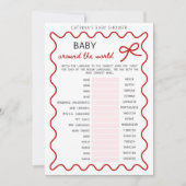 Red Bow Baby Shower - Editable Name, 5x7 Kaart (Voorkant)