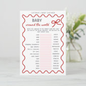Red Bow Baby Shower - Editable Name, 5x7 Kaart (Staand voorkant)