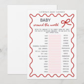 Red Bow Baby Shower - Editable Name, 5x7 Kaart (Voorkant / Achterkant)