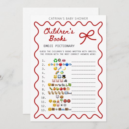 Red Bow Baby Shower - Editable Name, 5x7 Kaart (Voorkant / Achterkant)