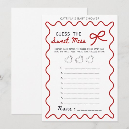 Red Bow Baby Shower - Editable Name, 5x7 Kaart (Voorkant / Achterkant)