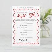 Red Bow Baby Shower - Editable Name, 5x7 Kaart (Staand voorkant)