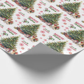 Red Bow Beagle Dog Holiday Tree Cadeaupapier (Hoek)
