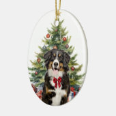 Red Bow Berner Berg Hond Kerstmis Keramisch Ornament (Links)