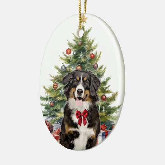 Red Bow Berner Berg Hond Kerstmis Keramisch Ornament (Links)