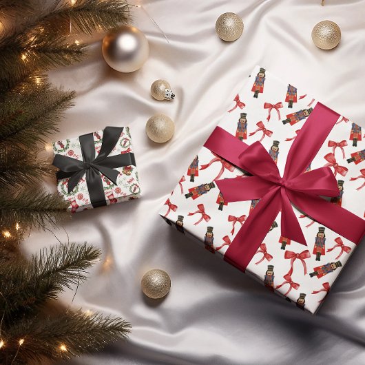 Red Bow Black Bow kerstvakantie inpakpapier