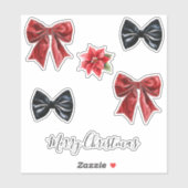 Red Bow Black Bow Tie Christmas Sticker (Vel)