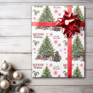 Red Bow Black Cocker Spaniel Dog Holiday Tree Cadeaupapier