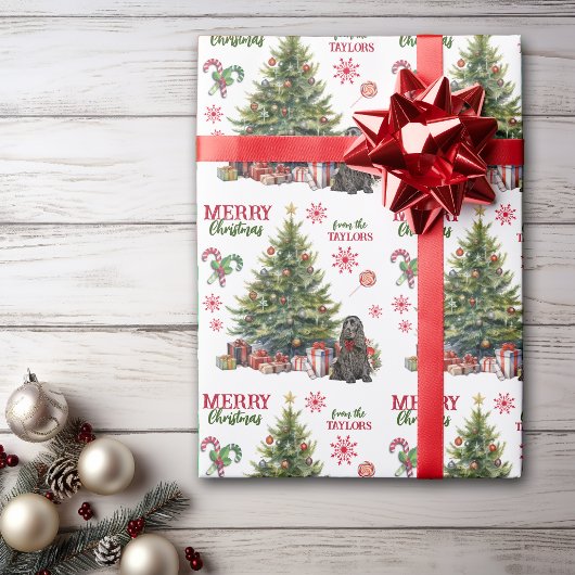 Red Bow Black Cocker Spaniel Dog Holiday Tree Cadeaupapier