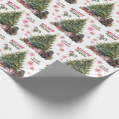 Red Bow Black Cocker Spaniel Dog Holiday Tree Cadeaupapier (Hoek)