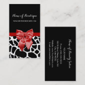 Red Bow Black en White Giraffe Boutique Visitekaartje (Voorkant / Achterkant)