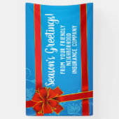 Red Bow Blue Custom Christmas Party Holiday Spandoek (Verticaal)