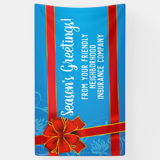 Red Bow Blue Custom Christmas Party Holiday Spandoek (Verticaal)