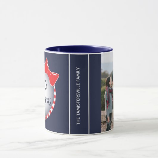 Red Bow Blue Merry kerst | Fotokoffie-Mok Mok (Midden)