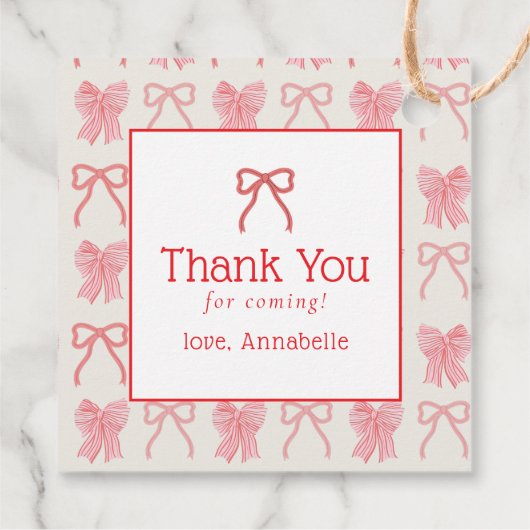 Red Bow & Blue Stripes Baby Shower Bedankjes Labels (Achterkant)