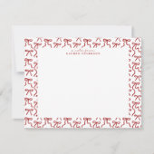 Red Bow Border Valentine's Day Note Card Kaart (Voorkant)