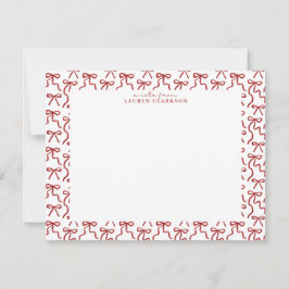 Red Bow Border Valentine's Day Note Card Kaart