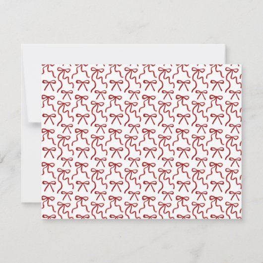 Red Bow Border Valentine's Day Note Card Kaart (Achterkant)