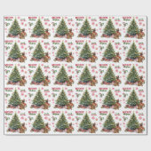 Red Bow Boxer Dog Holiday Tree Cadeaupapier (Vlak)
