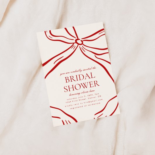 Red Bow Bruids Douche Uitnodiging