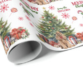 Red Bow Buff Cocker Spaniel Dog Holiday Tree Cadeaupapier (Rol Hoek)