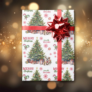Red Bow Bulldog-vakantieboom Cadeaupapier