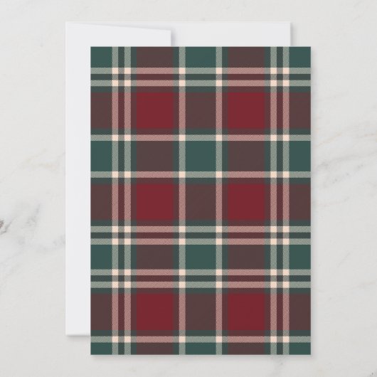 Red Bow Burgundy Green Plaid Christmas Party Kaart (Achterkant)