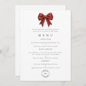 Red Bow Business Logo Christmas Party Menu Card Kaart (Voorkant / Achterkant)