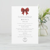 Red Bow Business Logo Christmas Party Menu Card Kaart (Staand voorkant)