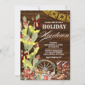 Red Bow Cactus Wild West Holiday Hoedown Kaart (Voorkant)