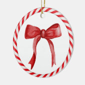Red Bow Candy Cane Schattige Uniek Kerstboom Gift Keramisch Ornament (Links)